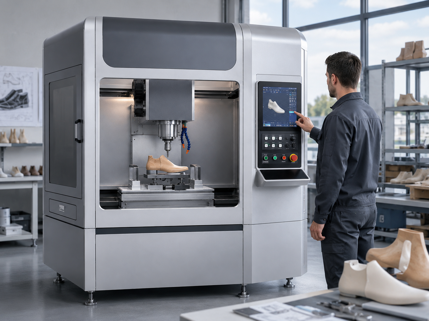 High Precision CNC Shoe Last Carving Machine Automatic Digital Shoe Last Lathe Milling Equipment for PE Wood Aluminum Last Making and Footwear Sample Development-{$k+1}