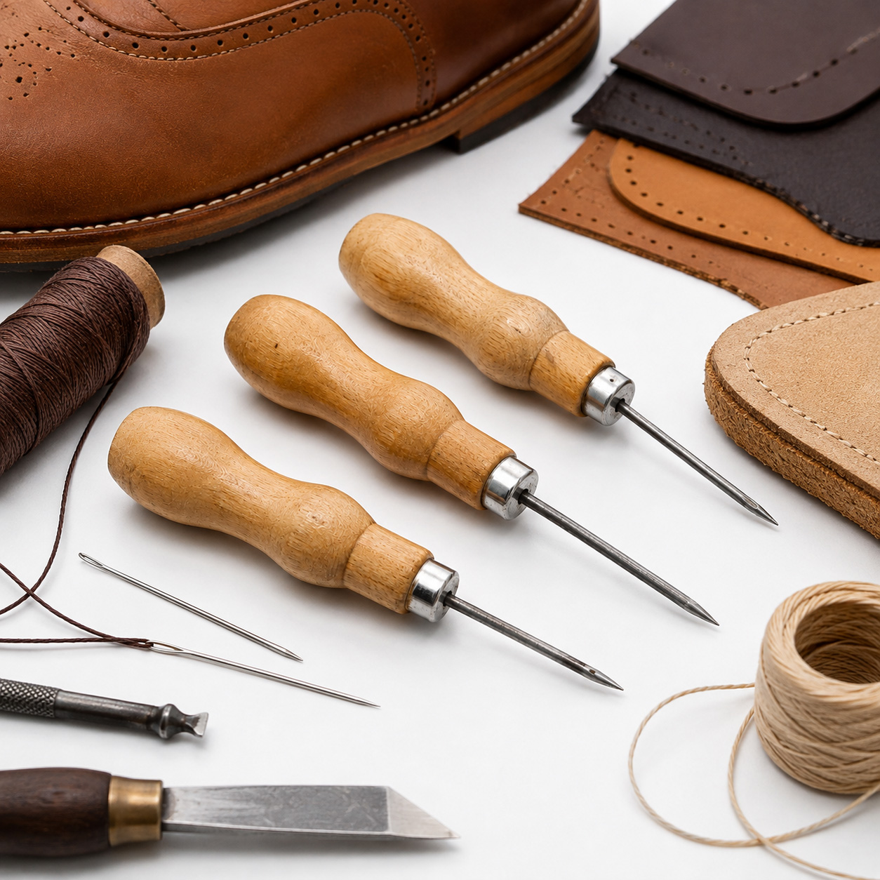 Shoemaking Sewing Awl, Wooden Handle Stitching Awl For Shoe Making & Shoe Repair-{$k+1}