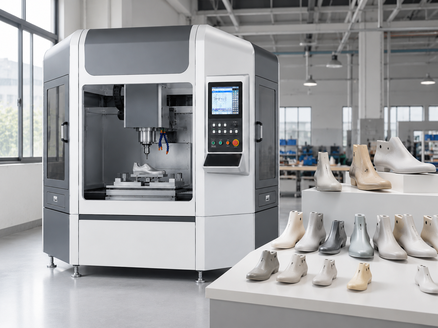 High Precision CNC Shoe Last Carving Machine Automatic Digital Shoe Last Lathe Milling Equipment for PE Wood Aluminum Last Making and Footwear Sample Development High Precision CNC Shoe Last Carving Machine Automatic Digital Shoe Last Lathe Milling Equipment for PE Wood Aluminum Last Making and Footwear Sample Development