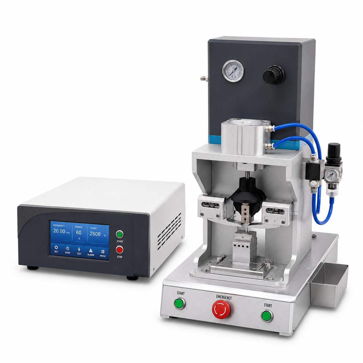 20K Pneumatic Desktop Ultrasonic Spot Welding Machine Auto Frequency Tracking General Use For Footwear Elastic Tape Sealing Magic Tape Insole Embossing 20K Pneumatic Desktop Ultrasonic Spot Welding Machine Auto Frequency Tracking General Use For Footwear Elastic Tape Sealing Magic Tape Insole Embossing