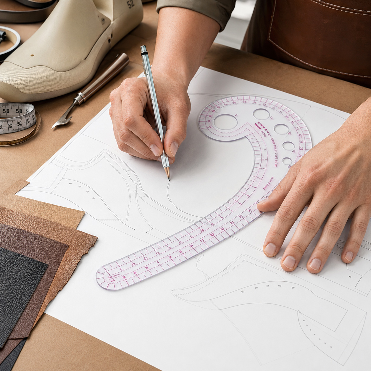 Shoe Pattern Ruler, Pattern Making Scale Ruler For Footwear Pattern Layout Shoe Pattern Ruler, Pattern Making Scale Ruler For Footwear Pattern Layout